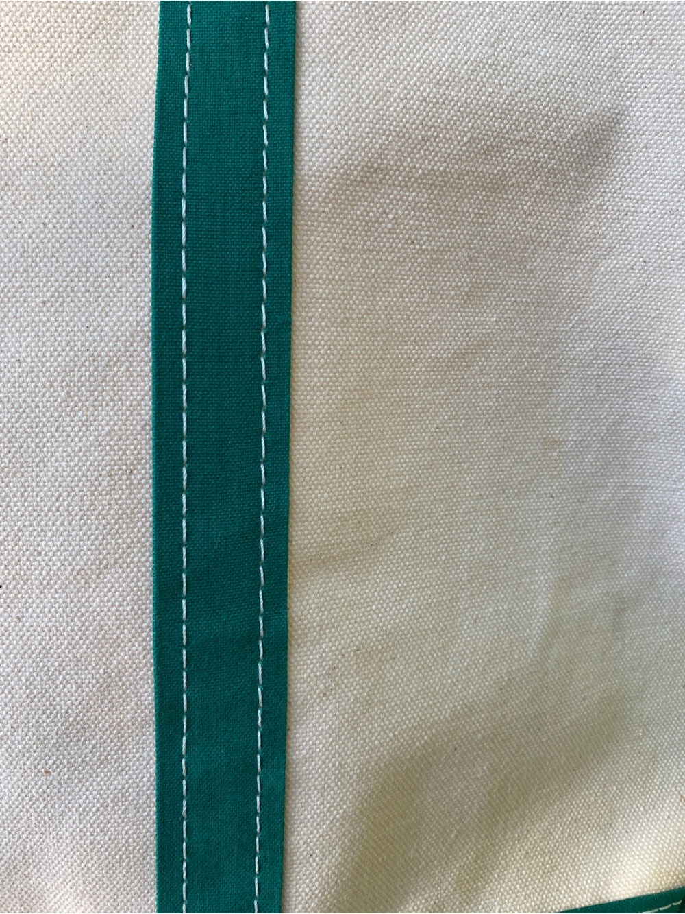 LL Bean Boat  and Tote Large Vintage Personalized Bag in Cream with Green Trim - Picture 6 of 11